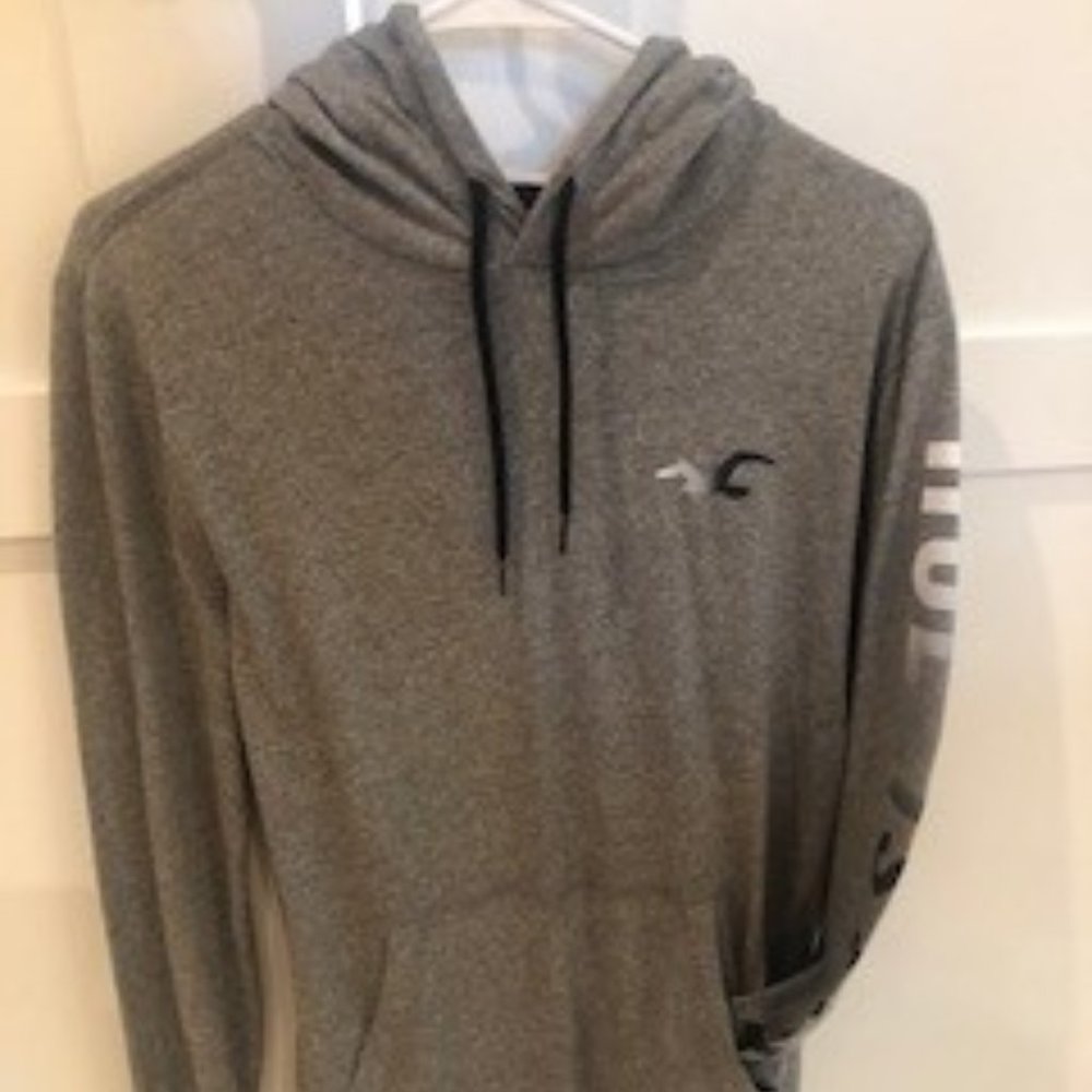 Men’s Hollister Log-Sleeved Hooded T-shirt- Small
